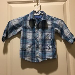 Bout'Chou boys LIKE NEW Plaid button down long sleeves shirt kids size 18M